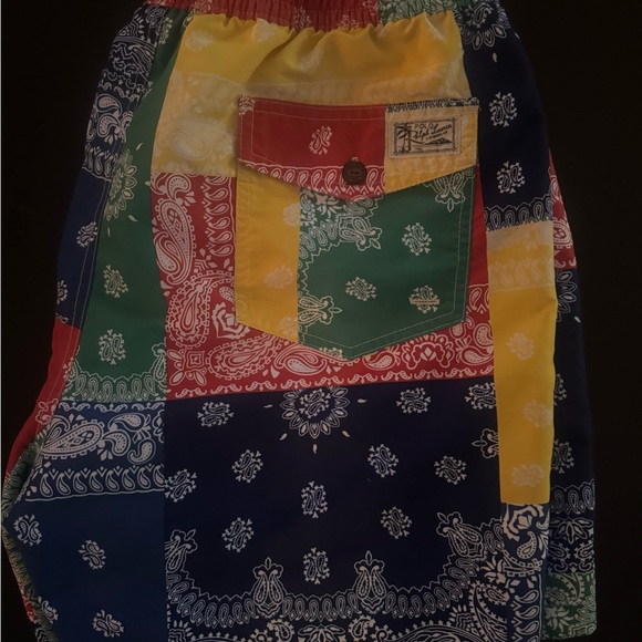 Polo Ralph Lauren L PATCHWORK BANDANA Traveller Swim Trunks Bathing Suit - Picture 2 of 5